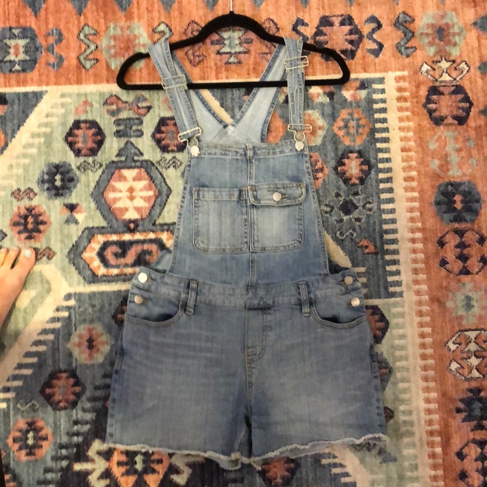 Denim short overalls